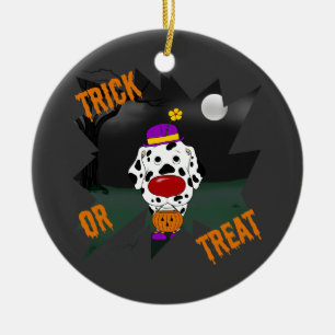 Dalmatian Halloween Clown Ceramic Tree Decoration