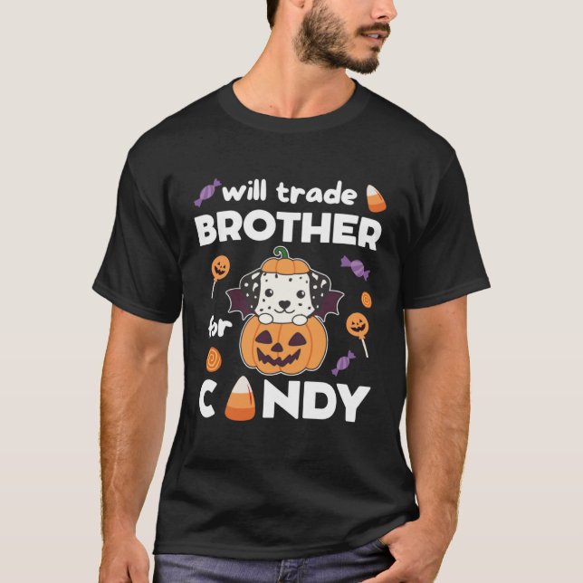 Dalmatian Halloween Pumpkin Dogs Swap Brother For  T-Shirt (Front)