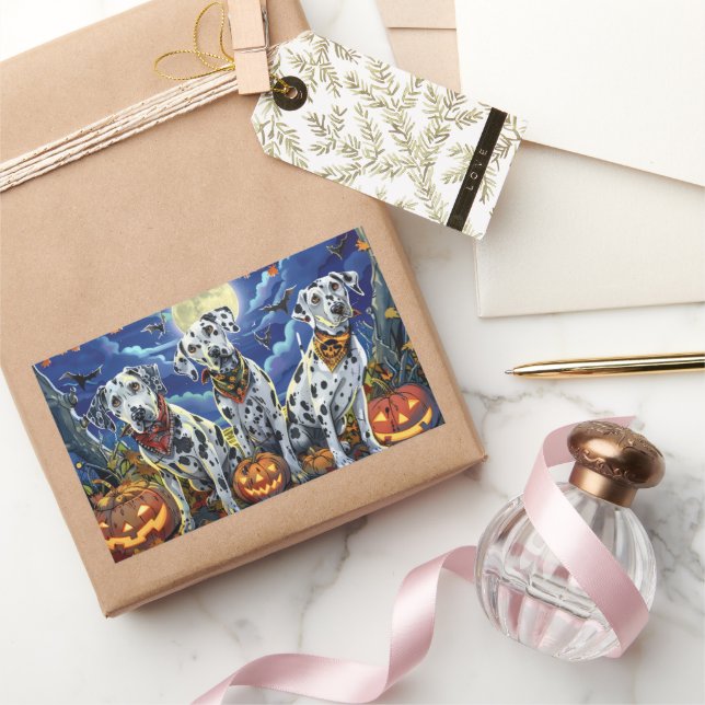 Dalmatian Halloween Spooky Rectangular Sticker (Gifting)