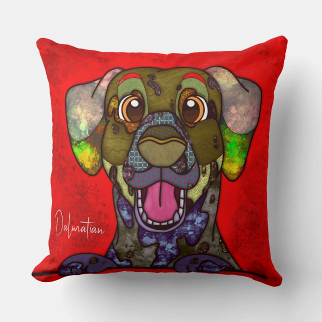 Dalmatian hand-painted Throw Pillow (Front)