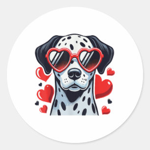 Dalmatian Heart Gles Cute Valentine’s Day Dog Love Classic Round Sticker