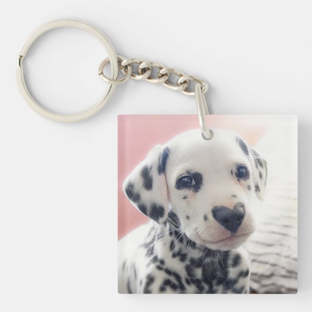 Dalmatian Heart Nose Key Ring (Front)