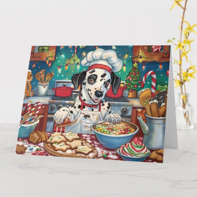 Dalmatian Holiday Baking: Festive Christmas Card (Yellow Flower)