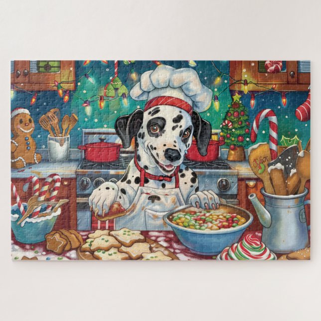 Dalmatian Holiday Baking: Festive Christmas Jigsaw Puzzle (Horizontal)