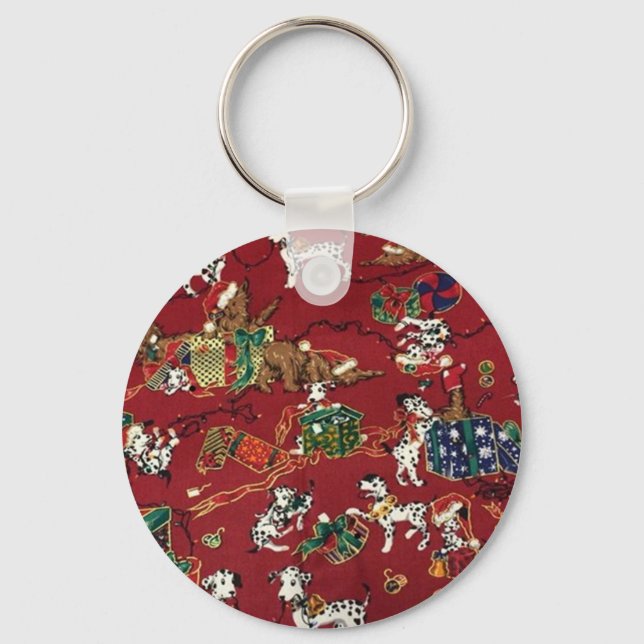 Dalmatian Holiday Print Key Ring (Front)