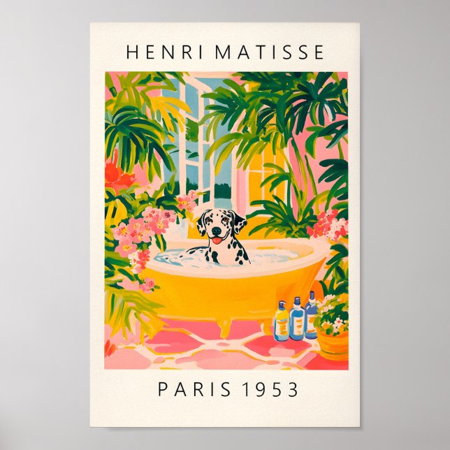 Dalmatian In A Bathtub, Funny Bathroom Wall Art, M Poster (Front)