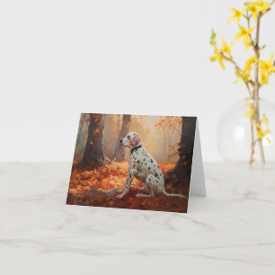 Dalmatian  in Autumn Leaves Fall Inspire  Card