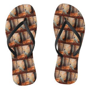 Dalmatian in Autumn Leaves Fall Inspire Jandals