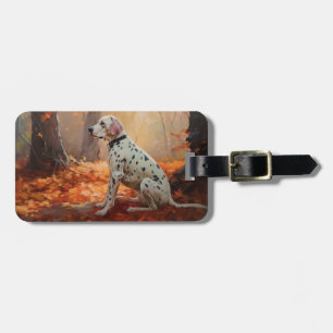 Dalmatian  in Autumn Leaves Fall Inspire  Luggage Tag