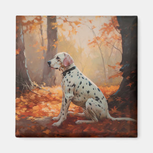 Dalmatian  in Autumn Leaves Fall Inspire  Magnet