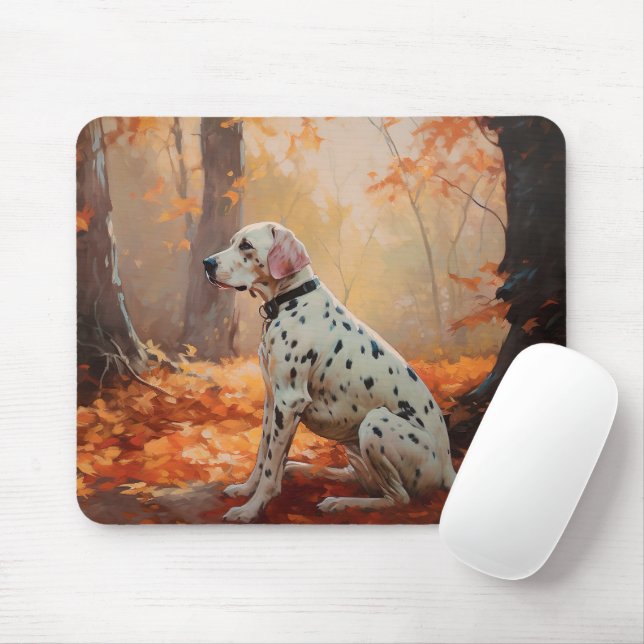 Dalmatian  in Autumn Leaves Fall Inspire  Mouse Pad (With Mouse)