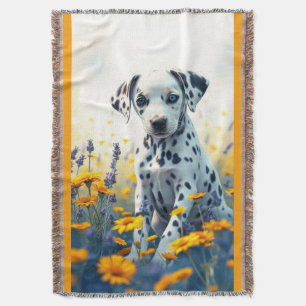 Dalmatian in the flowers throw blanket