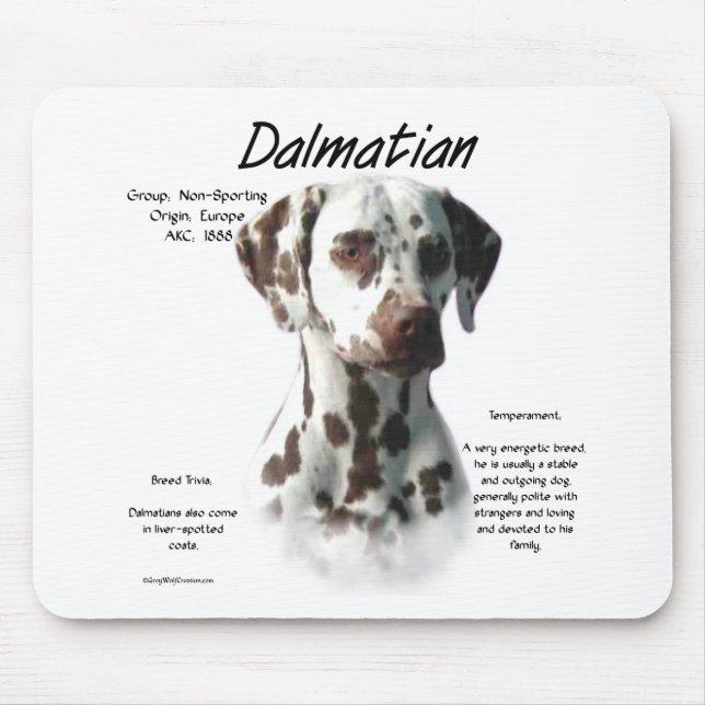 Dalmatian (liver) History Design Mouse Pad (Front)