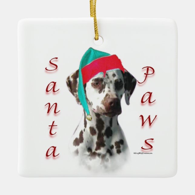 Dalmatian (liver) Santa Paws Ceramic Ornament (Front)
