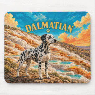 Dalmatian, Mammoth Terraces Vintage Watercolor Mouse Pad