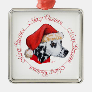 Dalmatian Merry Christmas Metal Tree Decoration