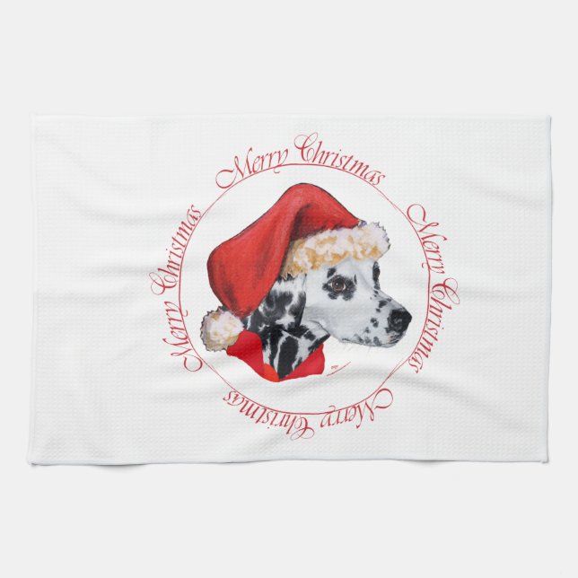 Dalmatian Merry Christmas Tea Towel (Horizontal)