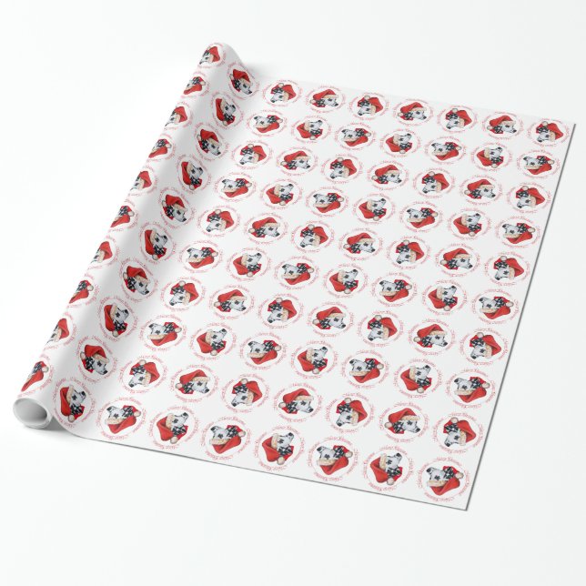 Dalmatian Merry Christmas Wrapping Paper (Unrolled)