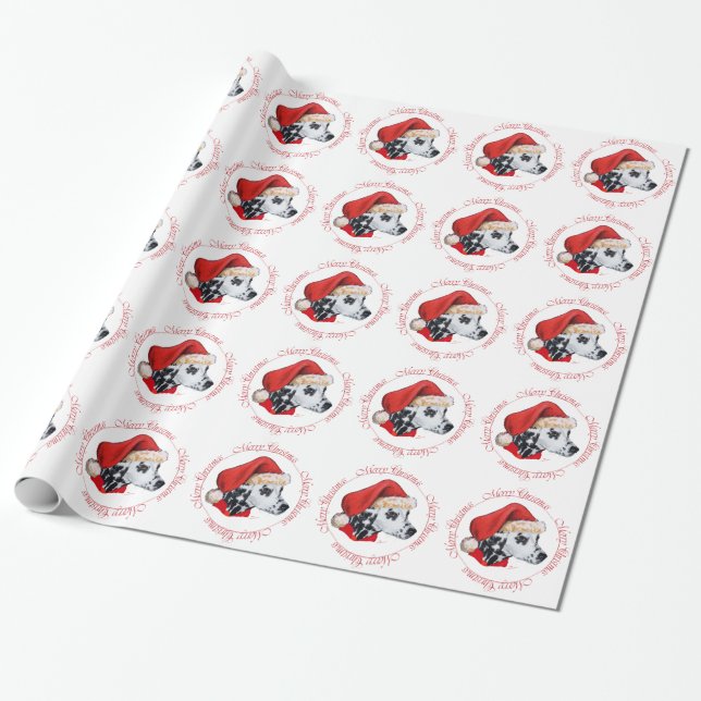 Dalmatian Merry Christmas Wrapping Paper (Unrolled)