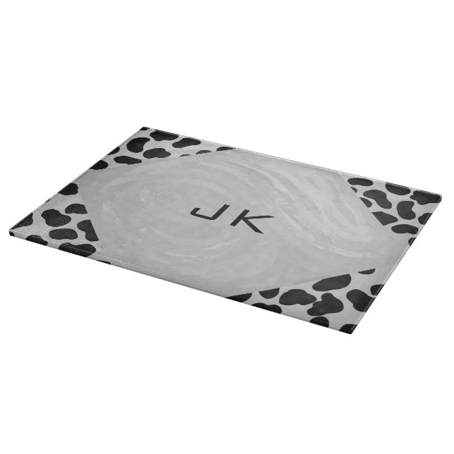 Dalmatian Monogrtam Black and White Prints Cutting Board (Corner)
