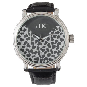 Dalmatian Monogrtam Black and White Prints Watch