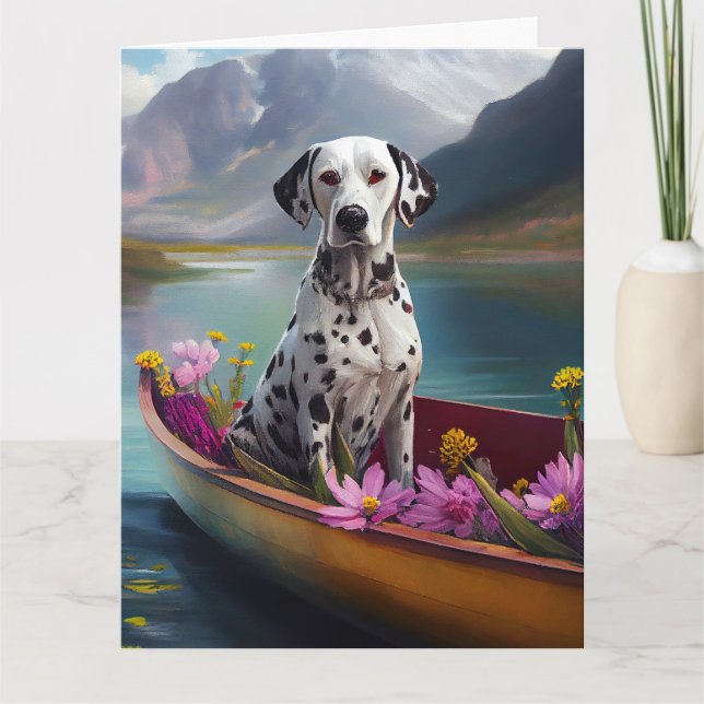 Dalmatian on a Paddle: A Scenic Adventure Card (Front)