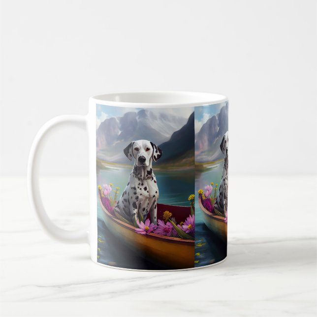 Dalmatian on a Paddle: A Scenic Adventure Coffee Mug (Left)