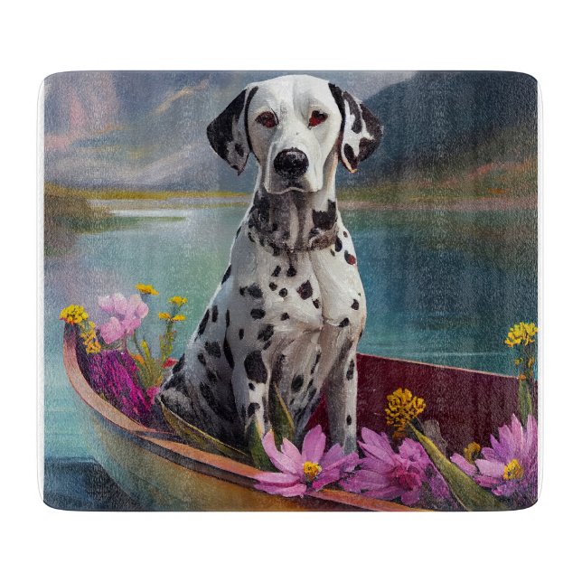 Dalmatian on a Paddle: A Scenic Adventure Cutting Board (Front)