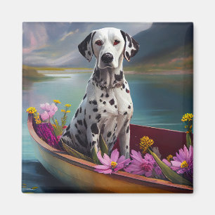 Dalmatian on a Paddle: A Scenic Adventure Magnet