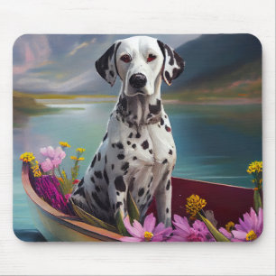 Dalmatian on a Paddle: A Scenic Adventure Mouse Pad