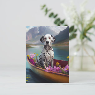 Dalmatian on a Paddle: A Scenic Adventure Postcard
