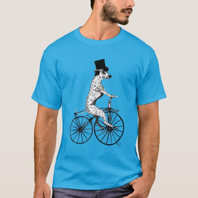 Dalmatian on Bicycle 2 T-Shirt (Front)