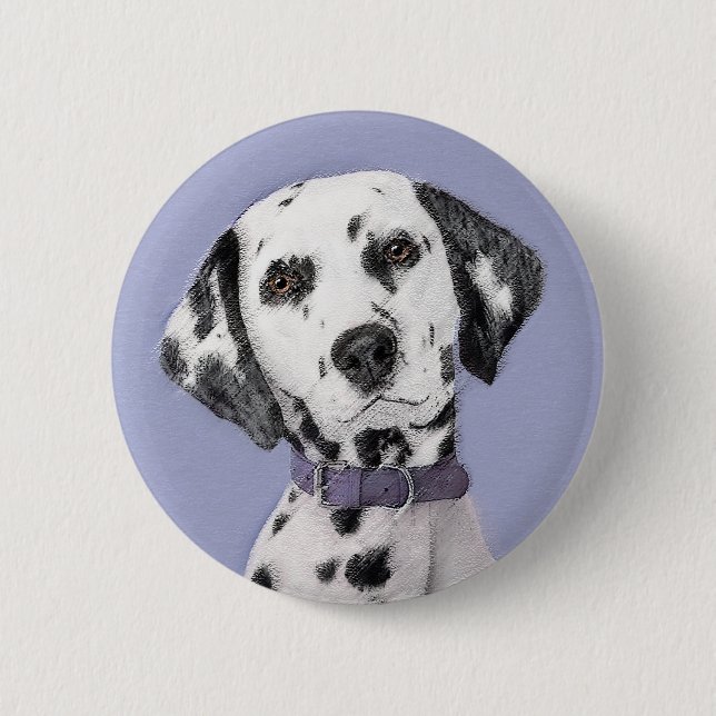 Dalmatian Painting - Cute Original Dog Art 6 Cm Round Badge (Front)