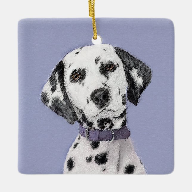 Dalmatian Painting - Cute Original Dog Art Ceramic Ornament (Front)