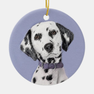 Dalmatian Painting - Cute Original Dog Art Ceramic Tree Decoration