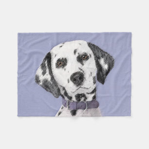 Dalmatian Painting - Cute Original Dog Art Fleece Blanket