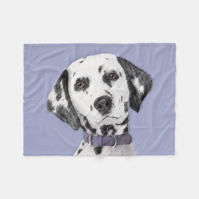 Dalmatian Painting - Cute Original Dog Art Fleece Blanket (Front (Horizontal))