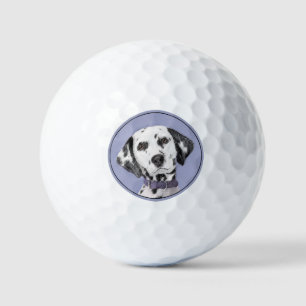Dalmatian Painting - Cute Original Dog Art Golf Balls