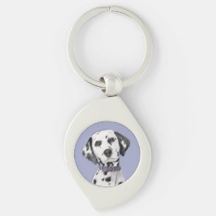 Dalmatian Painting - Cute Original Dog Art Key Ring