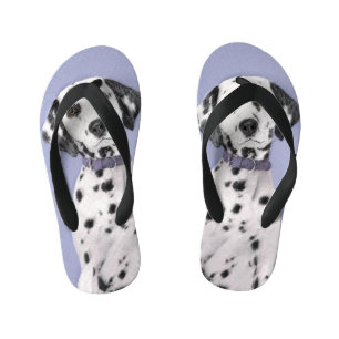 Dalmatian Painting - Cute Original Dog Art Kid's Jandals