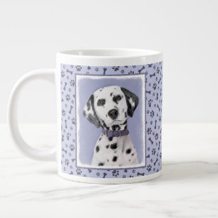 Dalmatian Painting - Cute Original Dog Art Large Coffee Mug