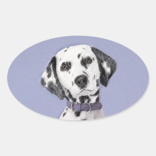 Dalmatian Painting - Cute Original Dog Art Oval Sticker