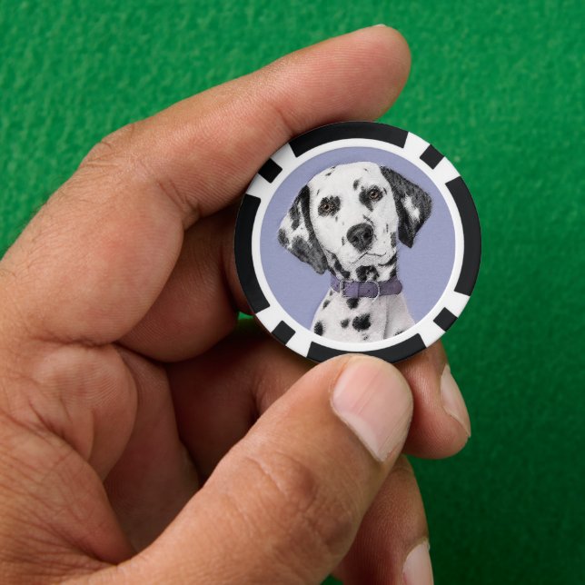 Dalmatian Painting - Cute Original Dog Art Poker Chips (Hand)