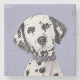 Dalmatian Painting - Cute Original Dog Art Stone Coaster