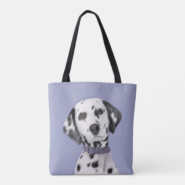 Dalmatian Painting - Cute Original Dog Art Tote Bag (Back)