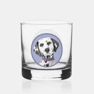 Dalmatian Painting - Cute Original Dog Art Whiskey Glass