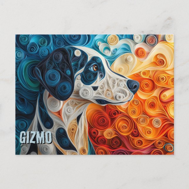Dalmatian Paper Quilling Art Dog Portrait Postcard (Front)