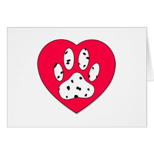 Dalmatian Paw Print In Red Heart