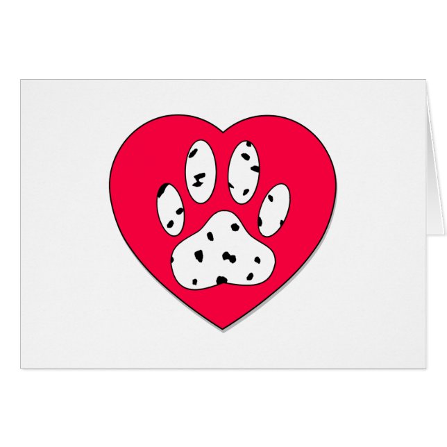 Dalmatian Paw Print In Red Heart (Front Horizontal)