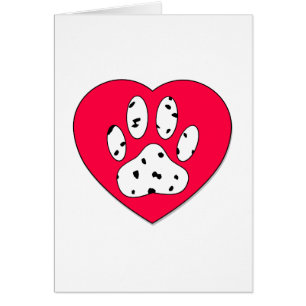 Dalmatian Paw Print In Red Heart